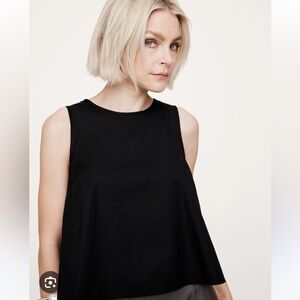 NWT Banana Republic POPLIN CROPPED TANK, Black, Small